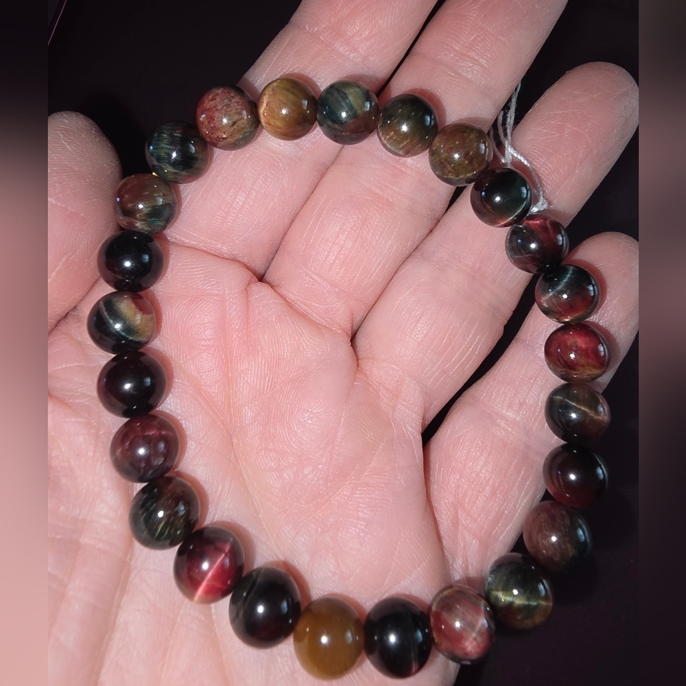 8mm Peacock Tiger Eye Bracelet ON SALE - Picture 2 of 9